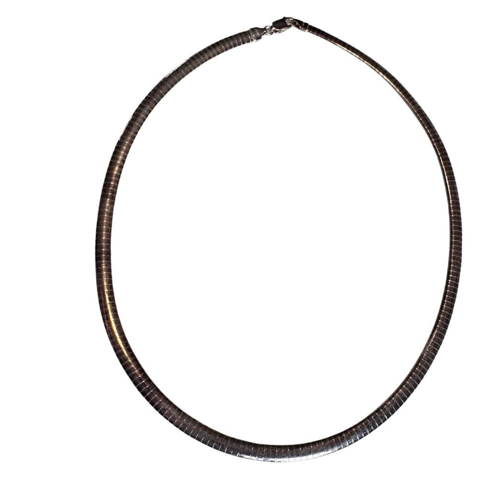 Milor Vintage Marked 925 Italy Silver Omega Chain Collar Necklace Womens Jewelry